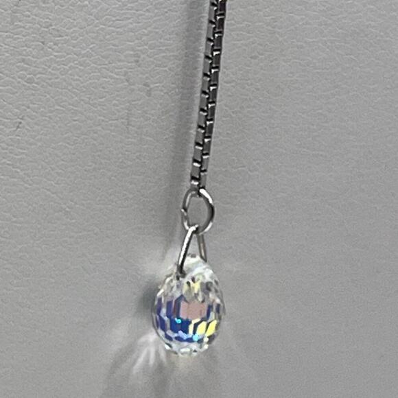 Swarovski Signed Rhodium Sterling Silver Box Chain Crystal Briolett Necklace - Picture 6 of 14